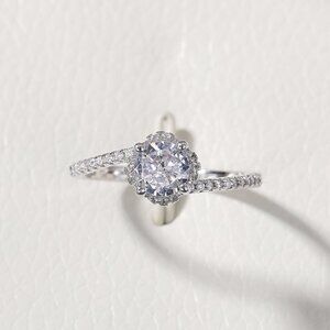 🎁Gift Beautiful CZ Diamond Twisted Macro Pave Silver Flower Wedding Ring, K844